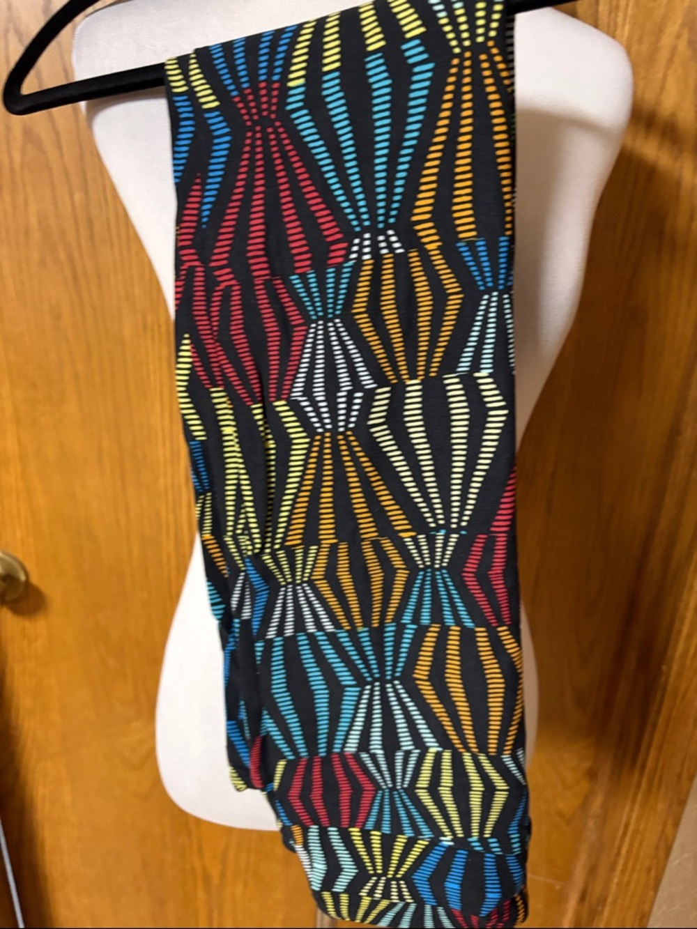 LuLaRoe Multicolor Geometric Leggings - Black Base with Red, Blue, Yellow